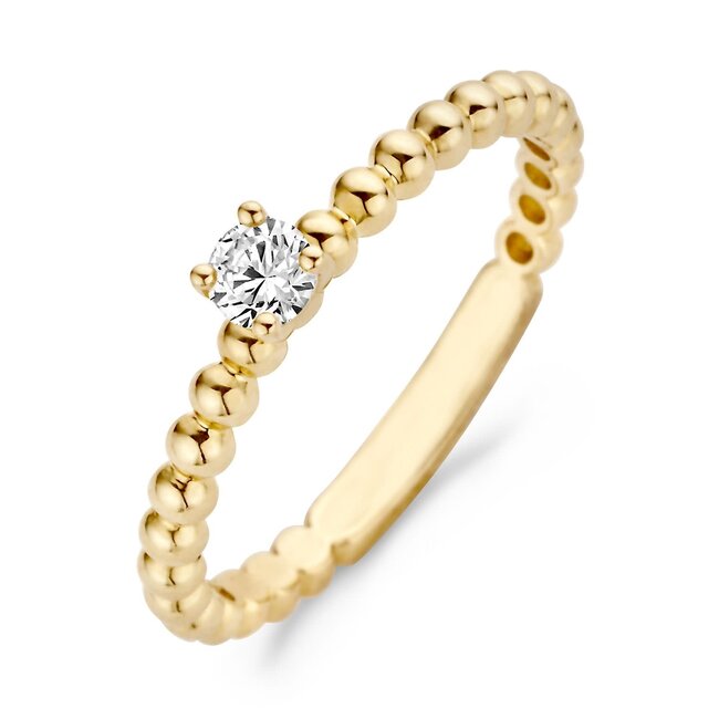 Blush Blush Solitair Ring 1111YZI/54 14k Geelgoud met Bolletje gezet met Briljant geslepen Zirkonia Maat 54