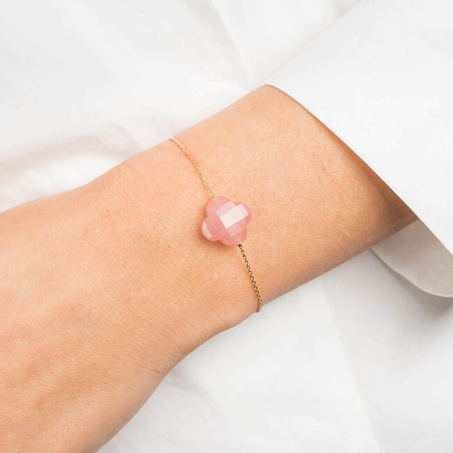 Morganne Bello Morganne Bello Armband 1012YB145 18k Geelgoud met Quartz Guava 14-17cm