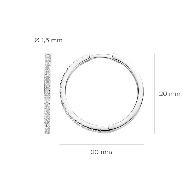 Blush Blush Oorringen 7306WZI 14k Witgoud met Zirkonia 1.5mm x 20mm