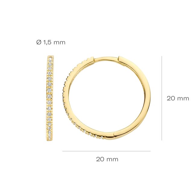 Blush Blush Oorbellen 7306YZI 14k Geelgouden met Zirkonia 1.5mm x 20mm