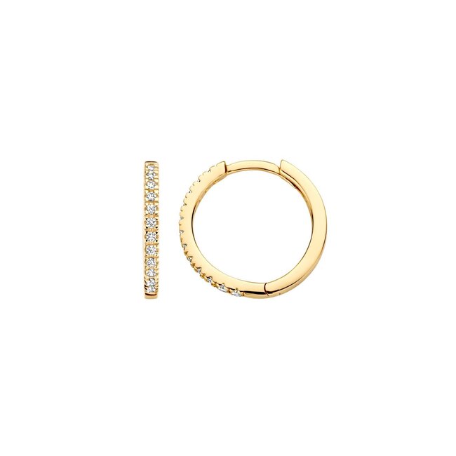 Blush Blush Oorbellen 7309YZI Oorringen 14k Geelgoud met Briljant geslepen Zirkonia 1.5mm x 14mm
