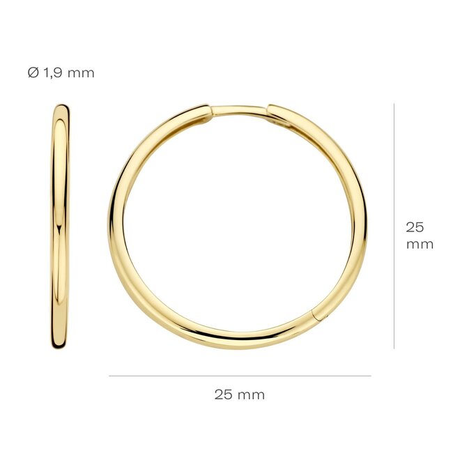 Blush Blush Oorbellen 7311YGO Oorringen 14k Geelgoud 1.9mm x 25mm