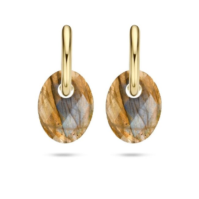 Blush Blush Oorbedels 810LABO Medium Groen Labradorite Ovaal 13mm x 20mm