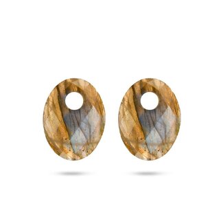 Blush Blush Oorbedels 810LABO Medium Groen Labradorite Ovaal 13mm x 20mm