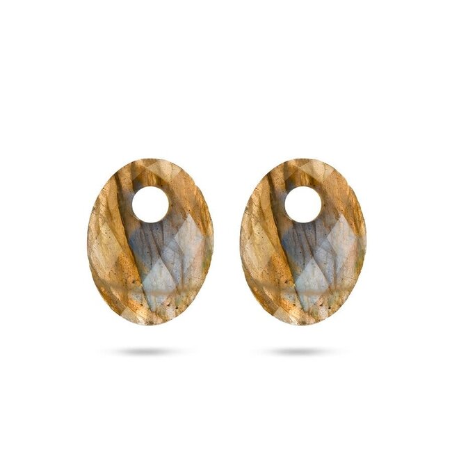 Blush Blush Oorbedels 810LABO Medium Groen Labradorite Ovaal 13mm x 20mm