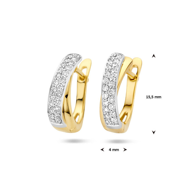 The House Of Blinckers THOB Oorbellen 42.07578 14k Bi-color Goud Fantasie met 0.33crt H SI Diamant 15.5mm x 4mm