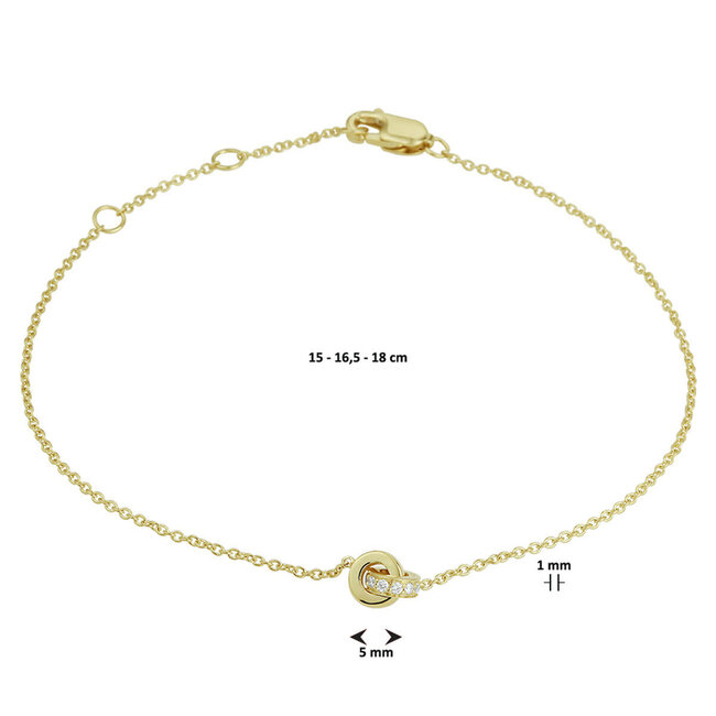 The House Of Blinckers THOB Armband 40.22405 14k Geelgoud Circle met 0.05crt H SI Diamant 5 x 2mm 15 - 18cm