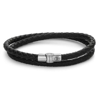 Rebel & Rose Rebel&Rose Armband RR-M0038-S-M Full Metal Double Round Zwart Maat M