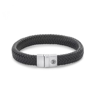 Rebel & Rose Rebel&Rose Armband RR-M0019-S-L Full Metal Herringbone Zwart Mat Maat L