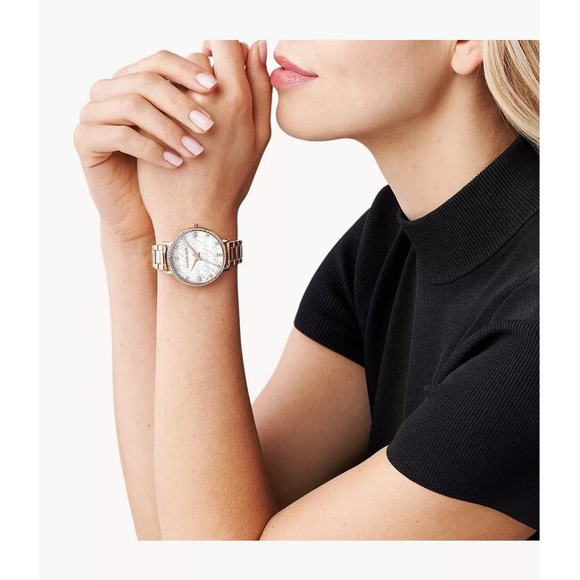 Michael Kors Michael Kors Horloge MK4917 Pyper Staal met Rosegouden Plating met Zirkonia 38mm