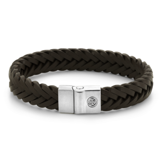 Rebel & Rose Rebel&Rose Armband RR-M0060-S-M Full Metal Premium Braided 12mm Bruin Maat M