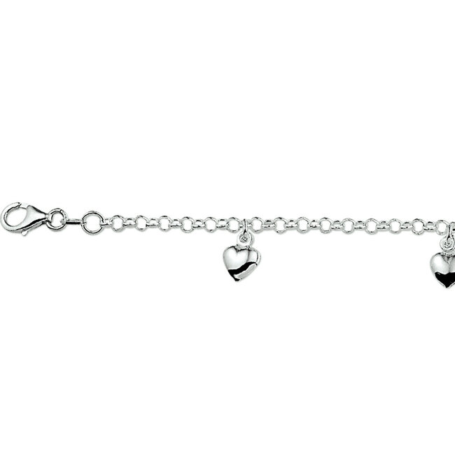 Blinckers Jewellery Huiscollectie BJ Armband 13.21791 Zilver met Hartjes 15cm