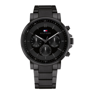 Tommy Hilfiger Tommy Hilfiger Horloge TH1710590 Tyson Staal met Zwarte Coating  Quartz Chronograaf 44mm
