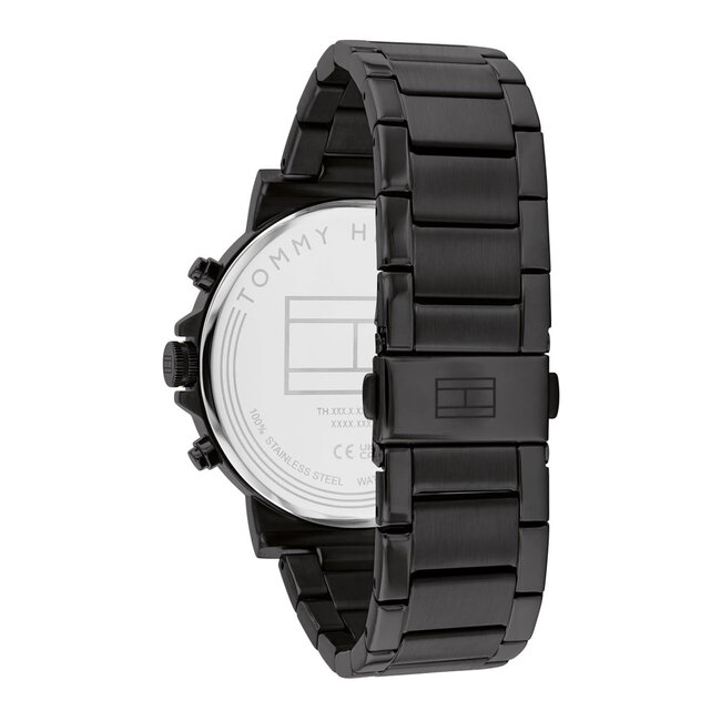 Tommy Hilfiger Tommy Hilfiger Horloge TH1710590 Tyson Staal met Zwarte Coating  Quartz Chronograaf 44mm
