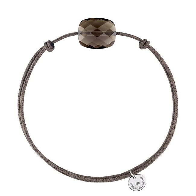 Morganne Bello Morganno Bello Armband 1015X47A120 Taupe Cord Smokey Quartz Cushion
