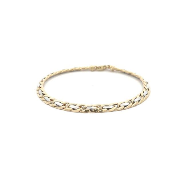 Monzario Monzario armband 899-A 14k Bi-Color Goud Fantasieschakel 4.8mm 19.5cm