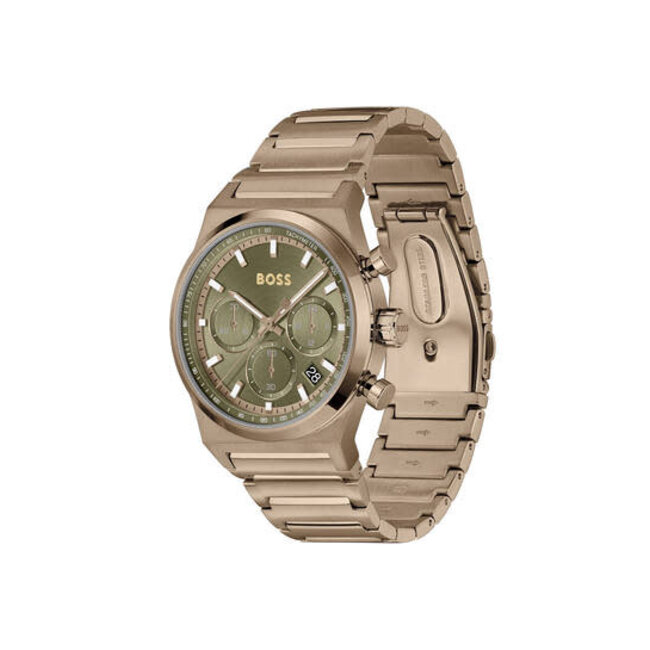 BOSS Boss Horloge HB1514222 Candor Chrono, Goudkleurige horlogekast met groene wijzerplaat 41 mm