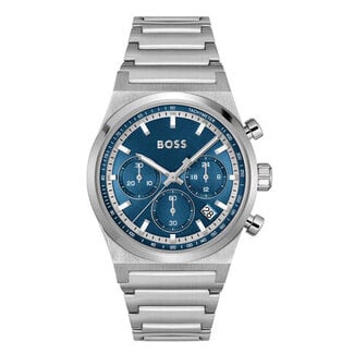 BOSS Boss Horloge HB1514250 Candor Chrono, Stalen Horloge kast met blauwe wijzerplaat 41 mm