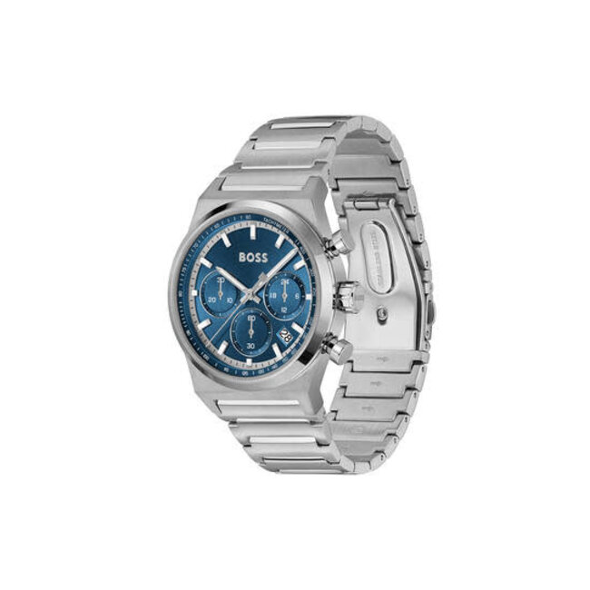 BOSS Boss Horloge HB1514250 Candor Chrono, Stalen Horloge kast met blauwe wijzerplaat 41 mm