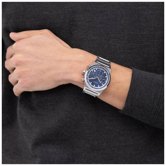 BOSS Boss Horloge HB1514250 Candor Chrono, Stalen Horloge kast met blauwe wijzerplaat 41 mm