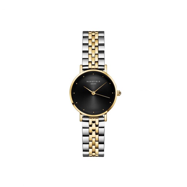 Rosefield Rosefield Horloge SEBDSG-SE04 Small Edit Black Staal Bi-Color Quartz met Zwarte Wijzerplaat 26mm