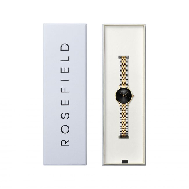 Rosefield Rosefield Horloge SEBDSG-SE04 Small Edit Black Staal Bi-Color Quartz met Zwarte Wijzerplaat 26mm