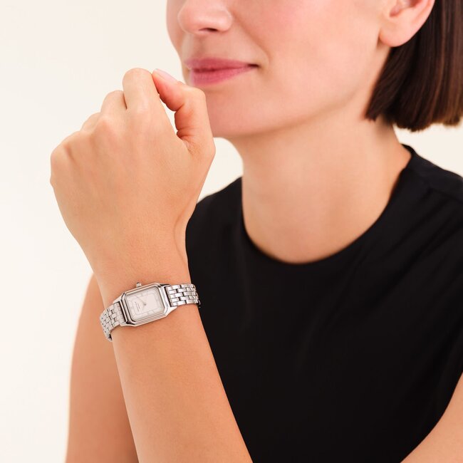 Rosefield Rosefield Horloge OCWSSS-OC02 Ivy White Silver Roman Quartz Staal met Witte Wijzerplaat 21-26mm