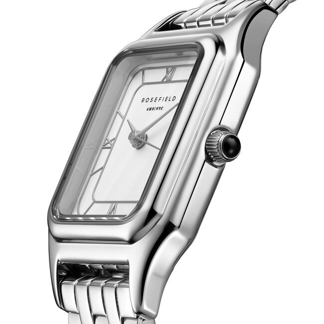 Rosefield Rosefield Horloge OCWSSS-OC02 Ivy White Silver Roman Quartz Staal met Witte Wijzerplaat 21-26mm