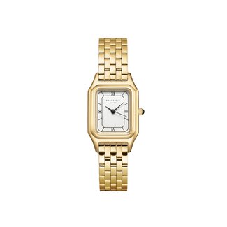 Rosefield Rosefield Horloge OCWGSG-OC01 Ivy White Black Roman Quartz Staal met Geelgouden Plating Witte Wijzerplaat 21-26mm