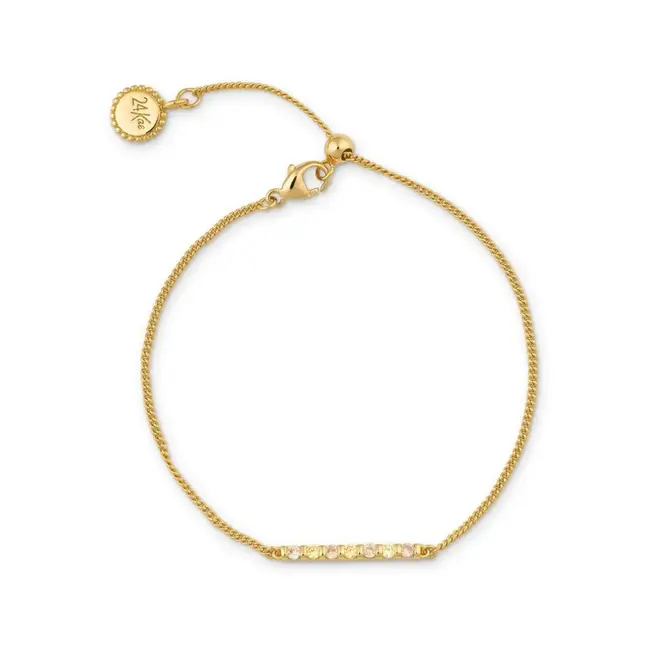 24KAE 24Kae Armband 22487Y Zilver met Geelgouden Plating Gourmetschakel met Pastelkleurige Steentjes