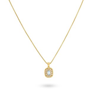 24KAE 24Kae Collier 32499Y Zilver met Geelgouden Plating met Parel en Blauwe Steen 40-45cm