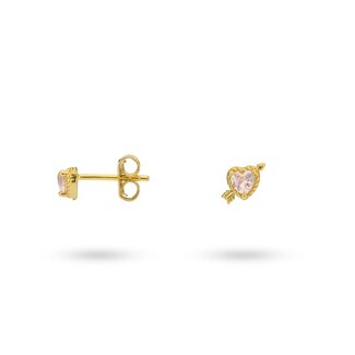 24KAE 24Kae Oorbellen 424141Y Zilver met Geelgouden Plating Roze Hart
