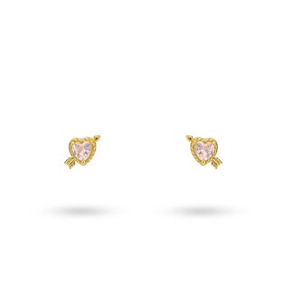 24KAE 24Kae Oorbellen 424141Y Zilver met Geelgouden Plating Roze Hart