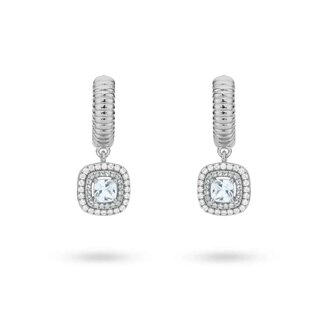 24KAE 24Kae Oorbellen 424136S Zilver Blauw Vierkant met Zirkonia