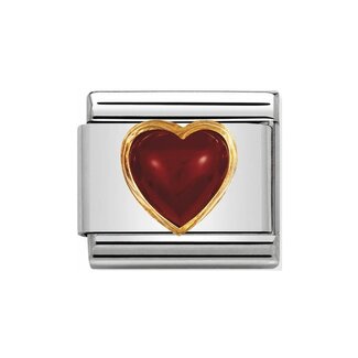 Nomination Nomination Schakel 030501-04 Composable Classic staal met 18k Geelgouden Plating Hart met Rood Agaat