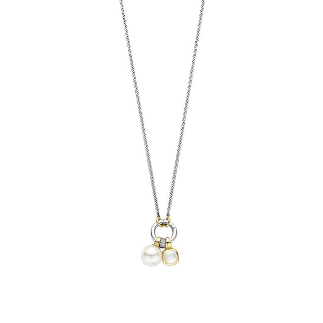 Ti Sento Milano Ti Sento Collier 34114YP/42 Zilver Bi-color met Parel Maat 38-48cm