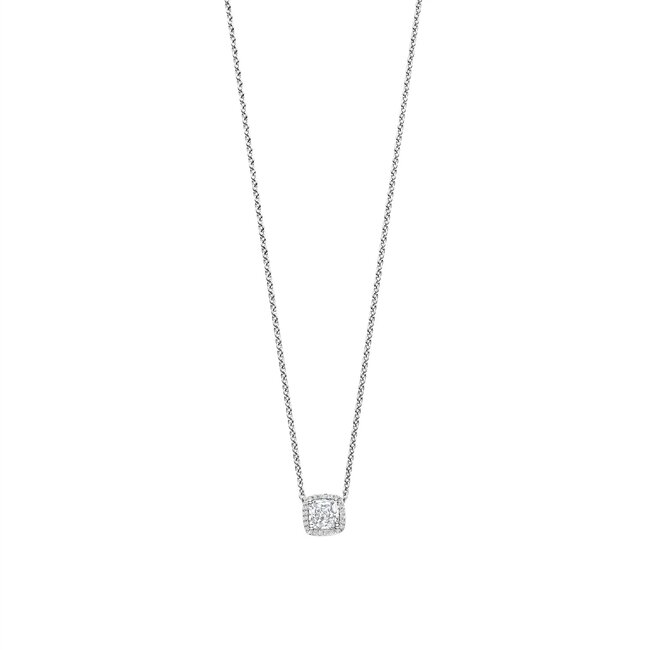 Ti Sento Milano Ti Sento Collier 34104ZI/42 Zilver met Vierkant Hanger met Zirkonia 38-48cm