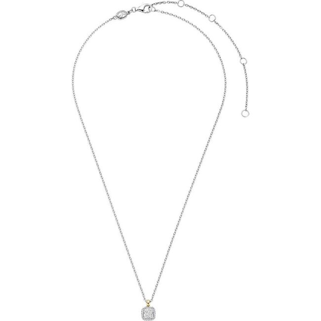 Ti Sento Milano Ti Sento Collier 34103ZY/42 Zilver Bi-color met Vierkante Hanger met Zirkonia 38-48cm
