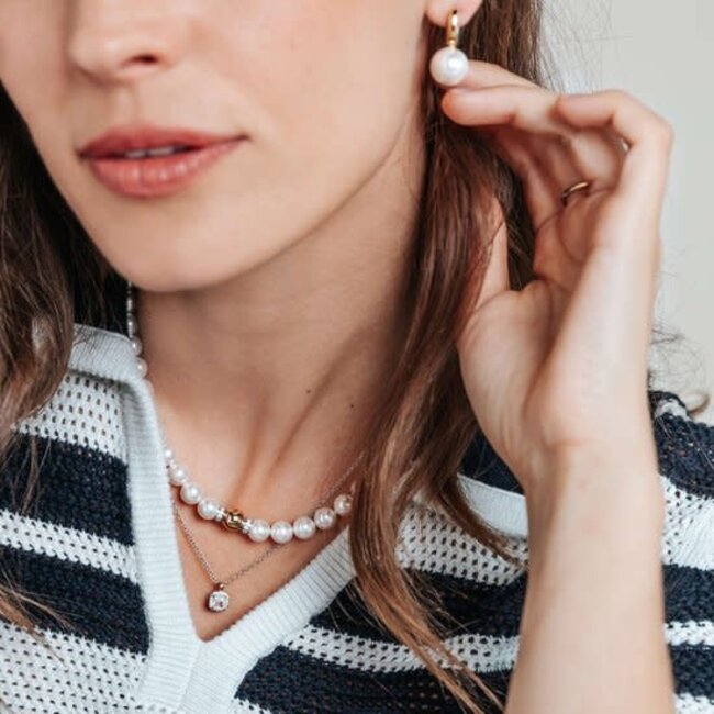 Ti Sento Milano Ti Sento Collier 34103ZY/42 Zilver Bi-color met Vierkante Hanger met Zirkonia 38-48cm