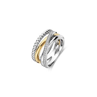 Ti Sento Milano Ti Sento Ring 12384ZY/56 Zilver 14k Geelgouden Plating met Vier Ringen Maat 56