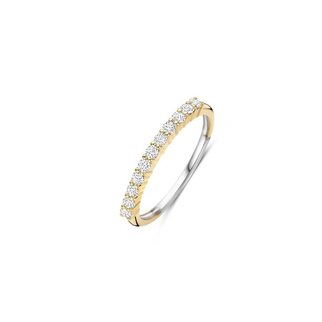 Ti Sento Milano Ti Sento Ring 12382ZY/54 Zilver met 14k Geelgouden Plating met Zirkonia Maat 54