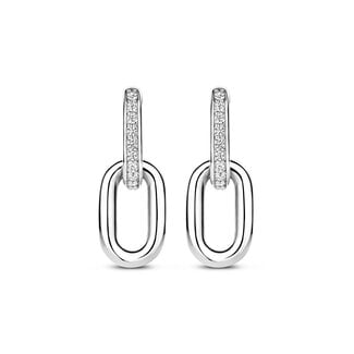 Ti Sento Milano Ti Sento Oorbellen 7831ZI Zilver Ovale Ringen met Zirkonia