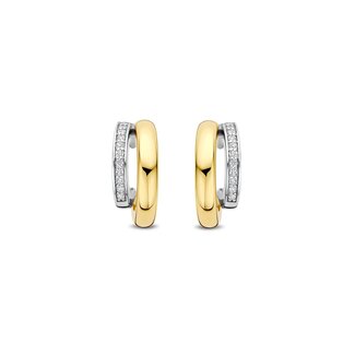 Ti Sento Milano Ti Sento Oorbellen 78035ZY Zilver met 14k Geelgouden Plating Dubbele Oorstekers met Zirkonia