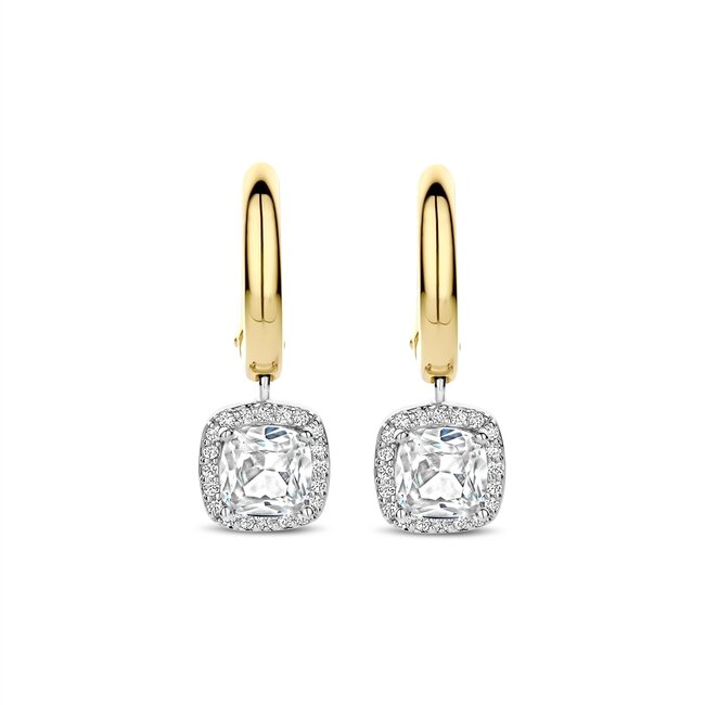Ti Sento Milano Ti Sento Oorbellen 78030ZY Zilver met 14k Geelgouden Plating met Steen en Zirkonia