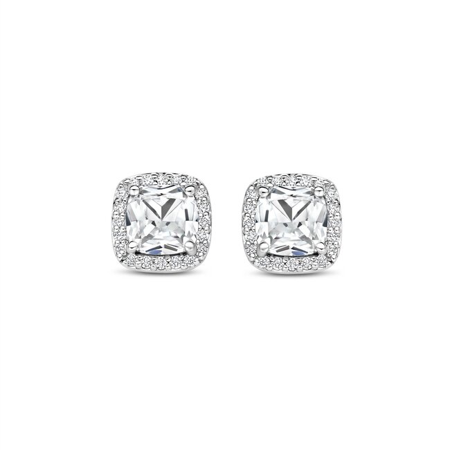 Ti Sento Milano Ti Sento Oorbellen 78029ZI Zilver Vierkante Oorstekers met Zirkonia