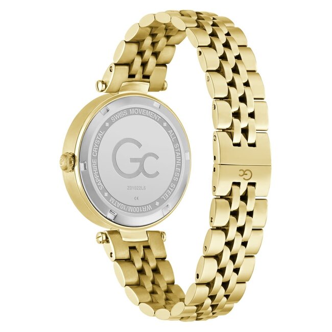 GC GC Horloge Z01022L6 Flair Crystal Staal met Geelgouden Plating Quartz Swiss Made met Zirkonia 34mm