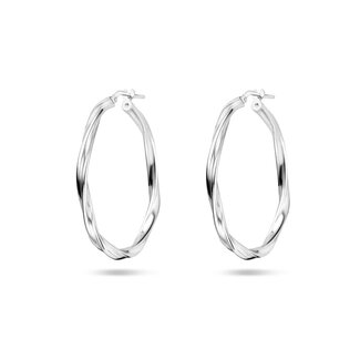 Blinckers Jewellery Huiscollectie BJ Oorbellen13.37965 Zilver Oorringen Gedraaid 2x35mm