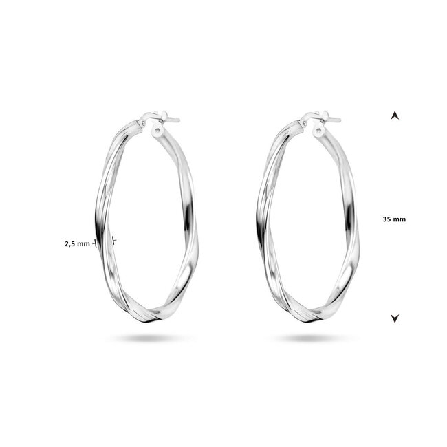Blinckers Jewellery Huiscollectie BJ Oorbellen13.37965 Zilver Oorringen Gedraaid 2x35mm