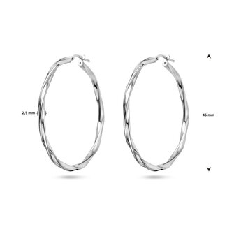 Blinckers Jewellery Huiscollectie BJ Oorbellen 13.37971 Zilver Oorringen Gedraaid 2x45mm