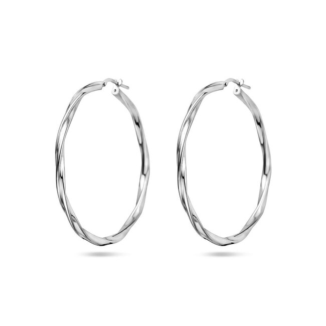 Blinckers Jewellery Huiscollectie BJ Oorbellen 13.37971 Zilver Oorringen Gedraaid 2x45mm